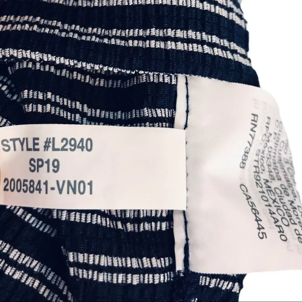 Madewell Texture & Thread Navy Stripe Peasant Top - Picture 11 of 13